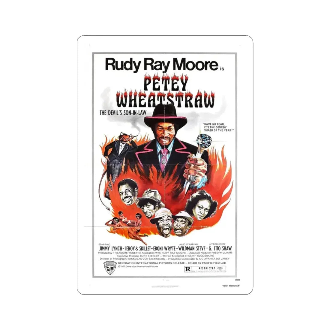 PETEY WHEATSTRAW 1977 Movie Poster - STICKER Vinyl Kiss-Cut Decal 4 Inch White - The Sticker Space