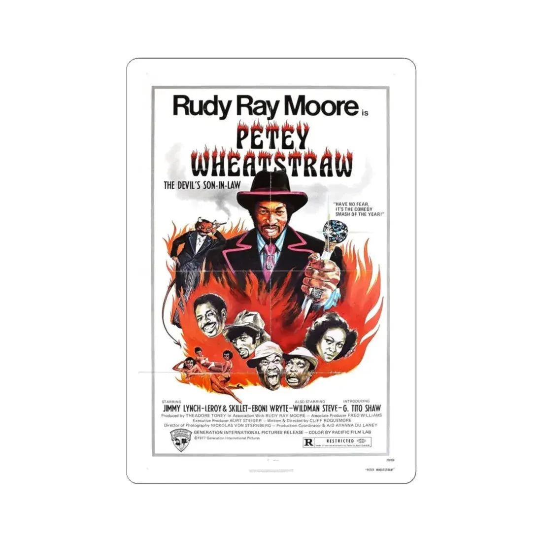 PETEY WHEATSTRAW 1977 Movie Poster - STICKER Vinyl Kiss-Cut Decal 6 Inch White - The Sticker Space