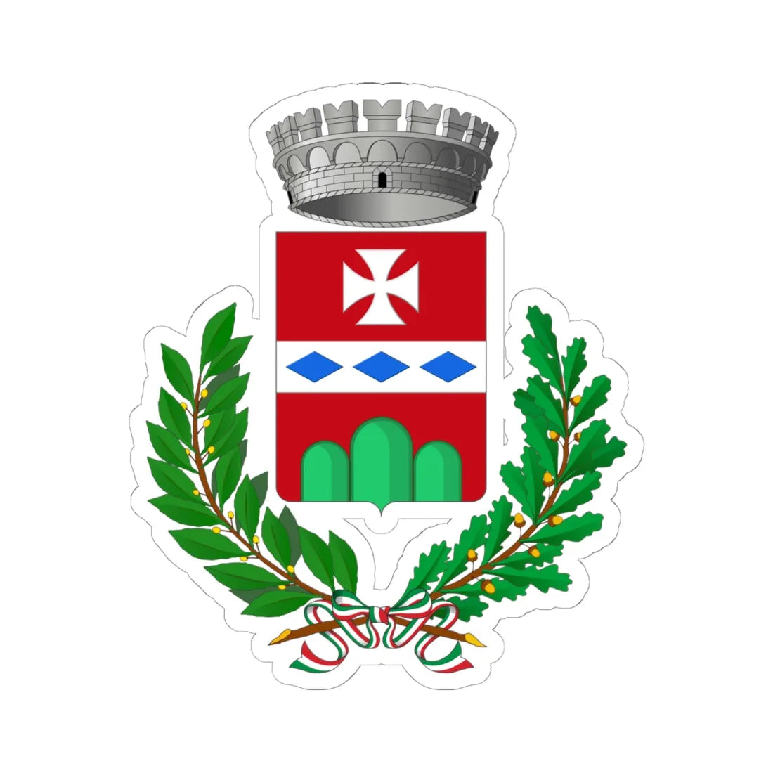 Petritoli-Stemma (Italy) (Coat of Arms) STICKER Vinyl Kiss-Cut Decal 6 Inch White - The Sticker Space