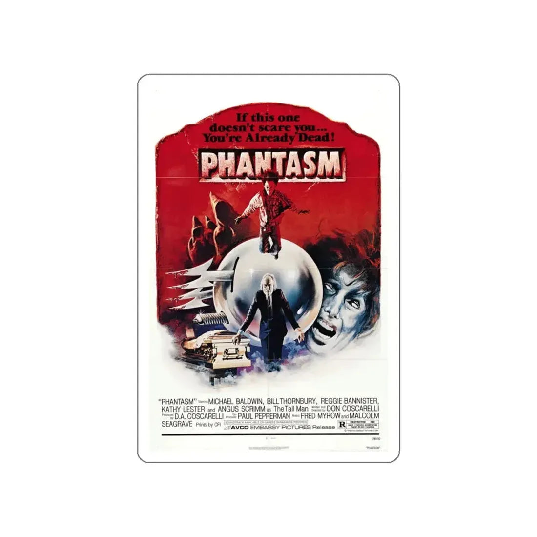 PHANTASM 1979 Movie Poster STICKER Vinyl Die-Cut Decal 4 Inch - The Sticker Space