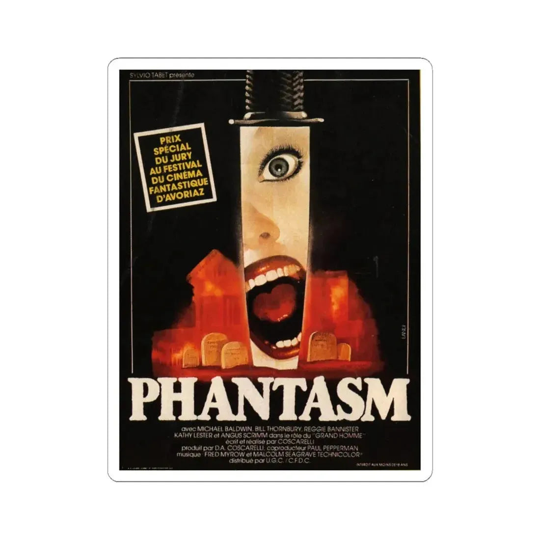 PHANTASM (FRANCE) 1979 Movie Poster - STICKER Vinyl Kiss-Cut Decal 6 Inch White - The Sticker Space