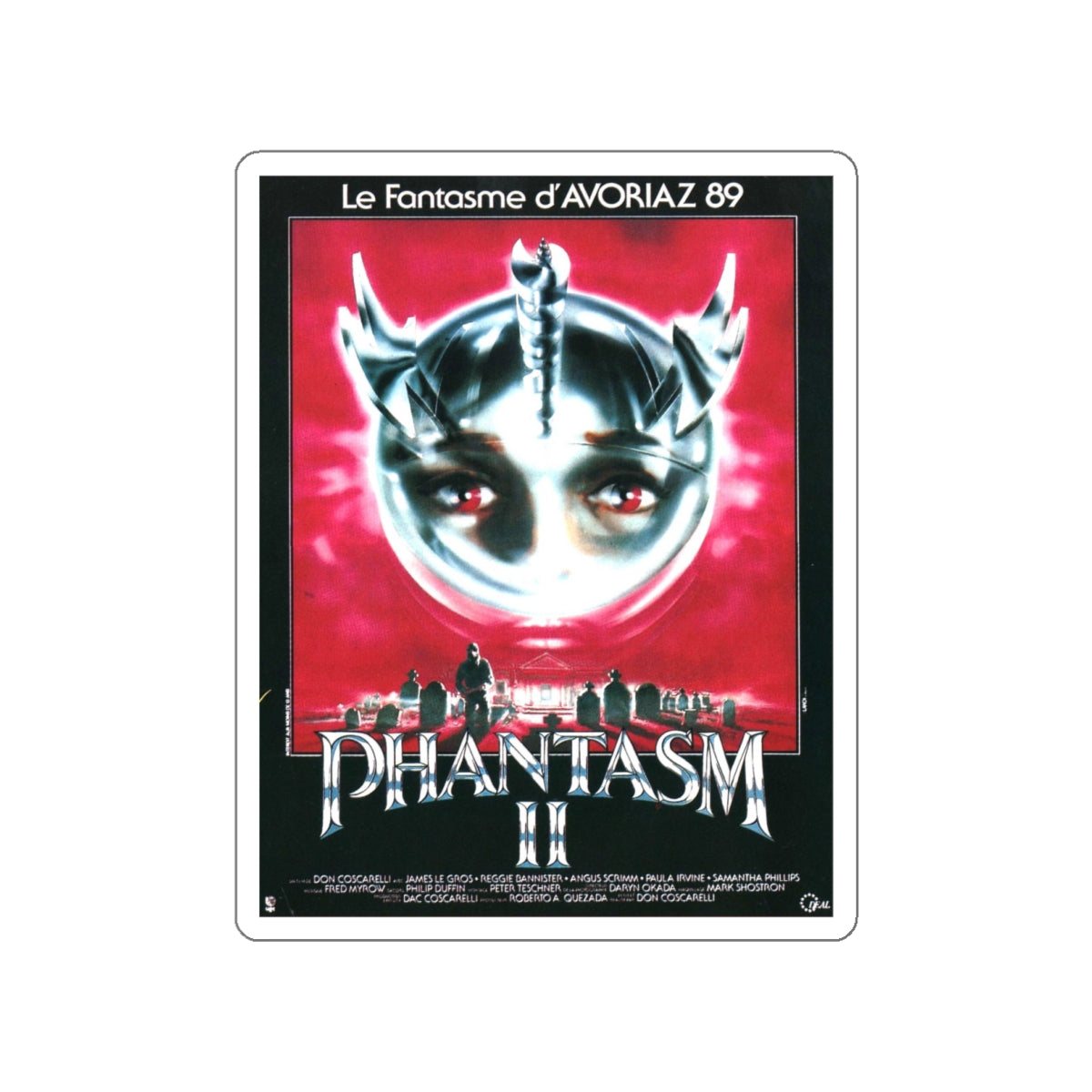 PHANTASM II (FRENCH) 1988 Movie Poster STICKER Vinyl Die-Cut Decal-White-The Sticker Space