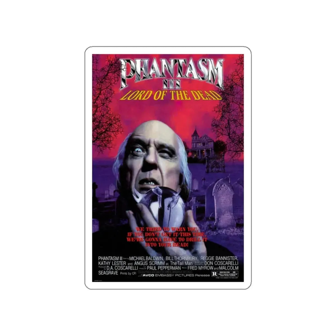 PHANTASM III 1994 Movie Poster STICKER Vinyl Die-Cut Decal 4 Inch - The Sticker Space