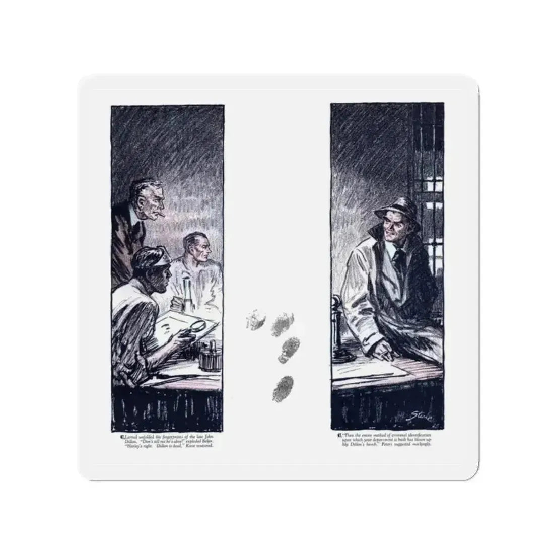 Phantom Fingerprints (2), Cosmopolitan, December 1929 (Magazine Illustration) Refrigerator Magnet 2 Inch Die-Cut - The Sticker Space