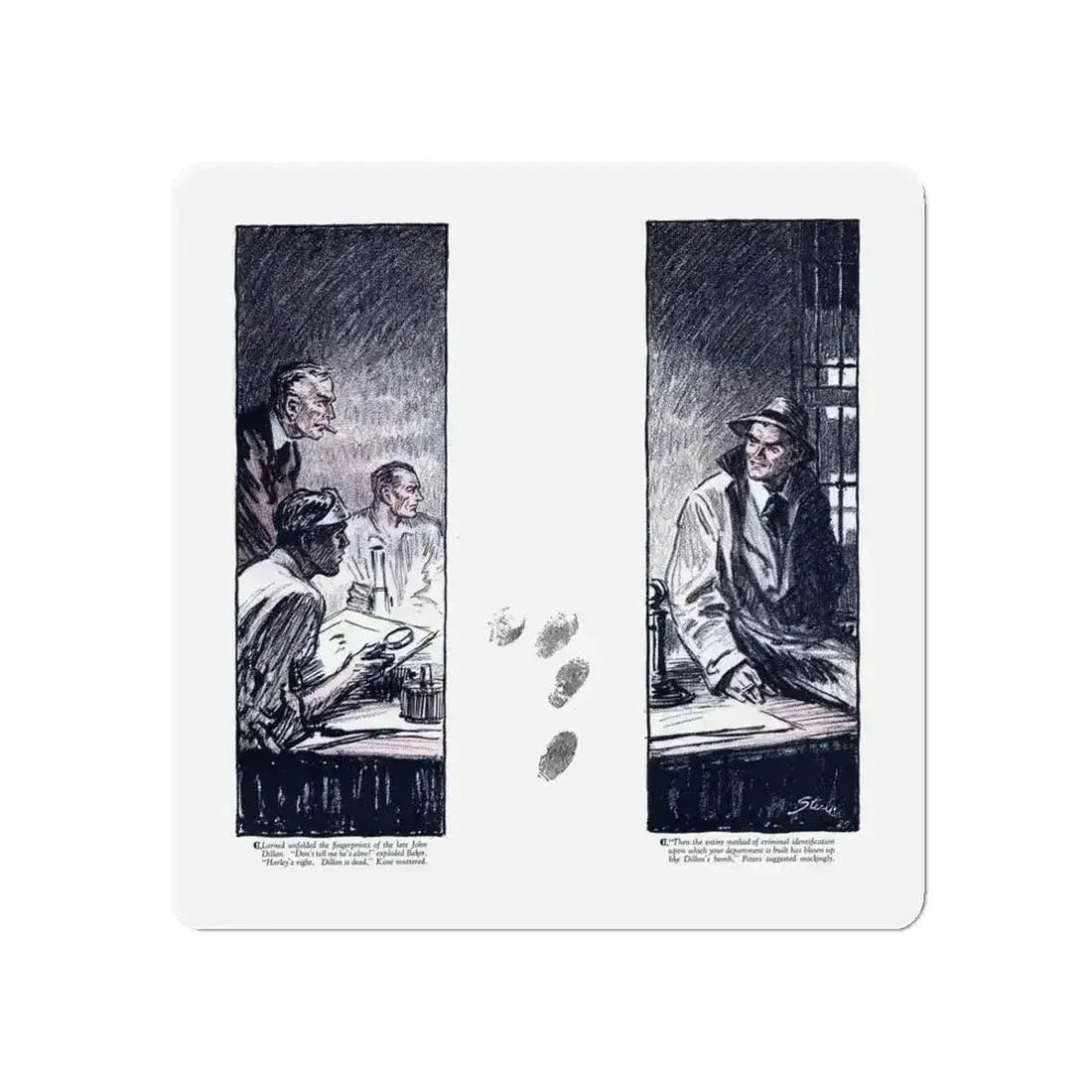 Phantom Fingerprints (2), Cosmopolitan, December 1929 (Magazine Illustration) Refrigerator Magnet 3 Inch Die-Cut - The Sticker Space