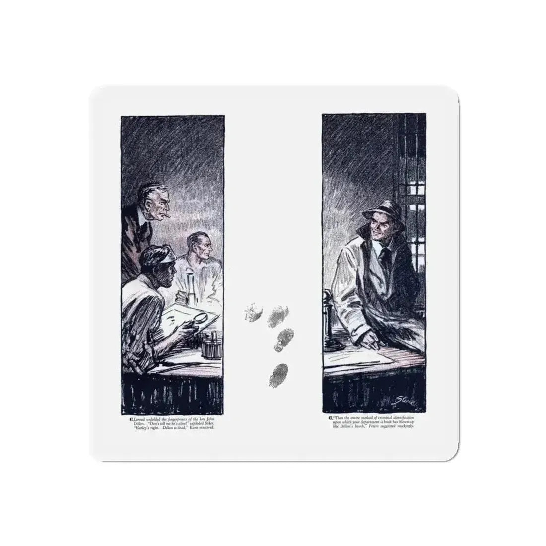 Phantom Fingerprints (2), Cosmopolitan, December 1929 (Magazine Illustration) Refrigerator Magnet 4 Inch Die-Cut - The Sticker Space