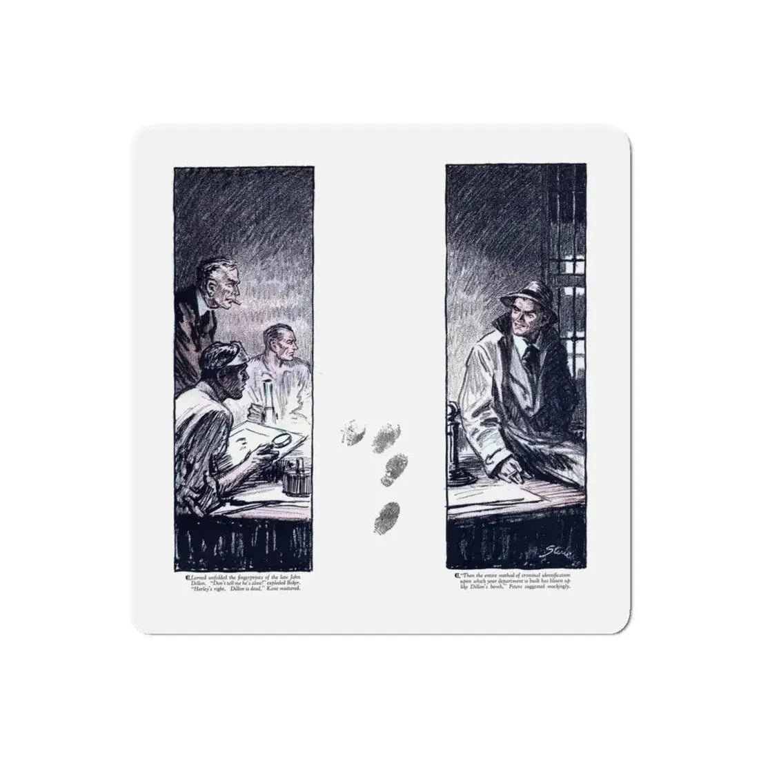 Phantom Fingerprints (2), Cosmopolitan, December 1929 (Magazine Illustration) Refrigerator Magnet - The Sticker Space