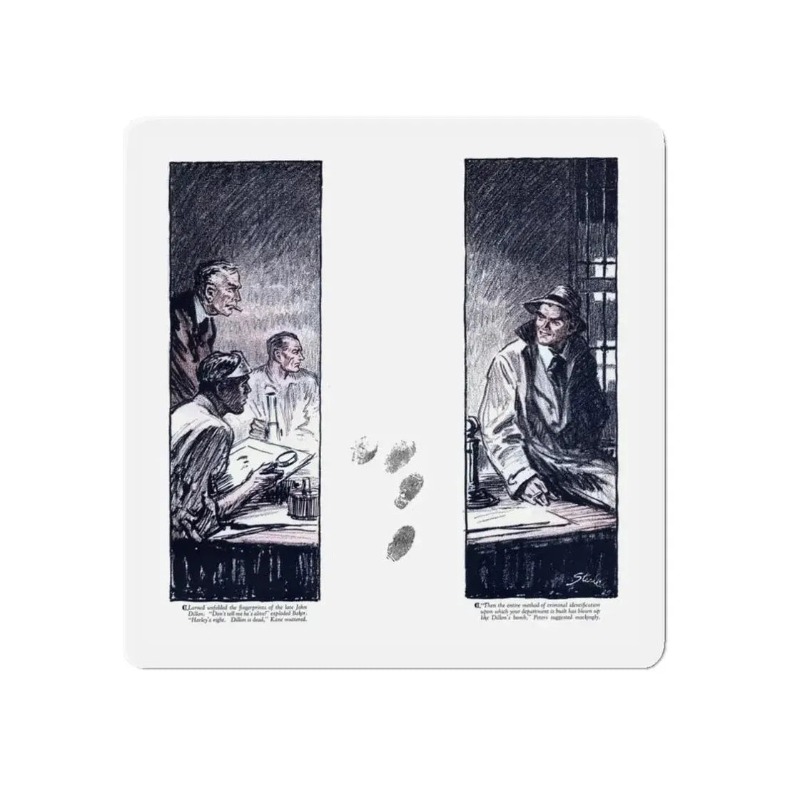 Phantom Fingerprints (2), Cosmopolitan, December 1929 (Magazine Illustration) Refrigerator Magnet - The Sticker Space