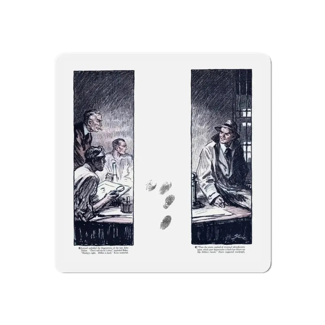 Phantom Fingerprints (2), Cosmopolitan, December 1929 (Magazine Illustration) Refrigerator Magnet - The Sticker Space