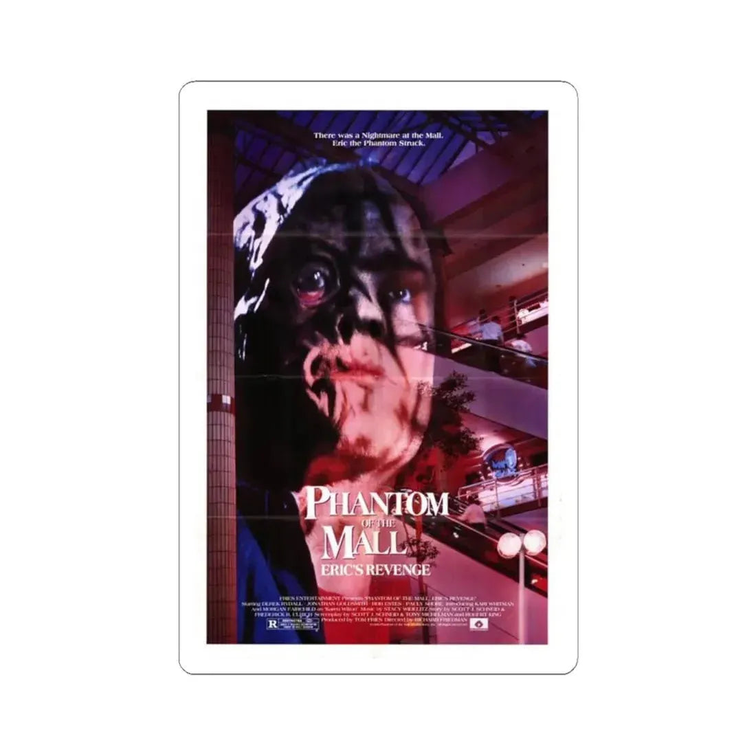 PHANTOM OF THE MALL 1989 Movie Poster - STICKER Vinyl Kiss-Cut Decal 4 Inch White - The Sticker Space