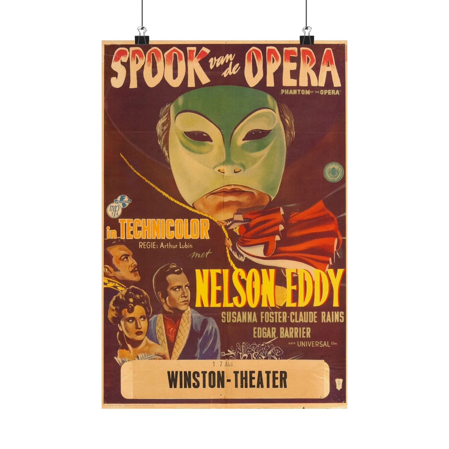 PHANTOM OF THE OPERA (DUTCH) 1943 - Paper Movie Poster-12″ x 18″-The Sticker Space