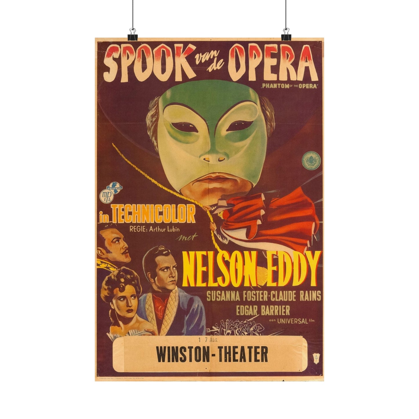 PHANTOM OF THE OPERA (DUTCH) 1943 - Paper Movie Poster-16″ x 24″-The Sticker Space