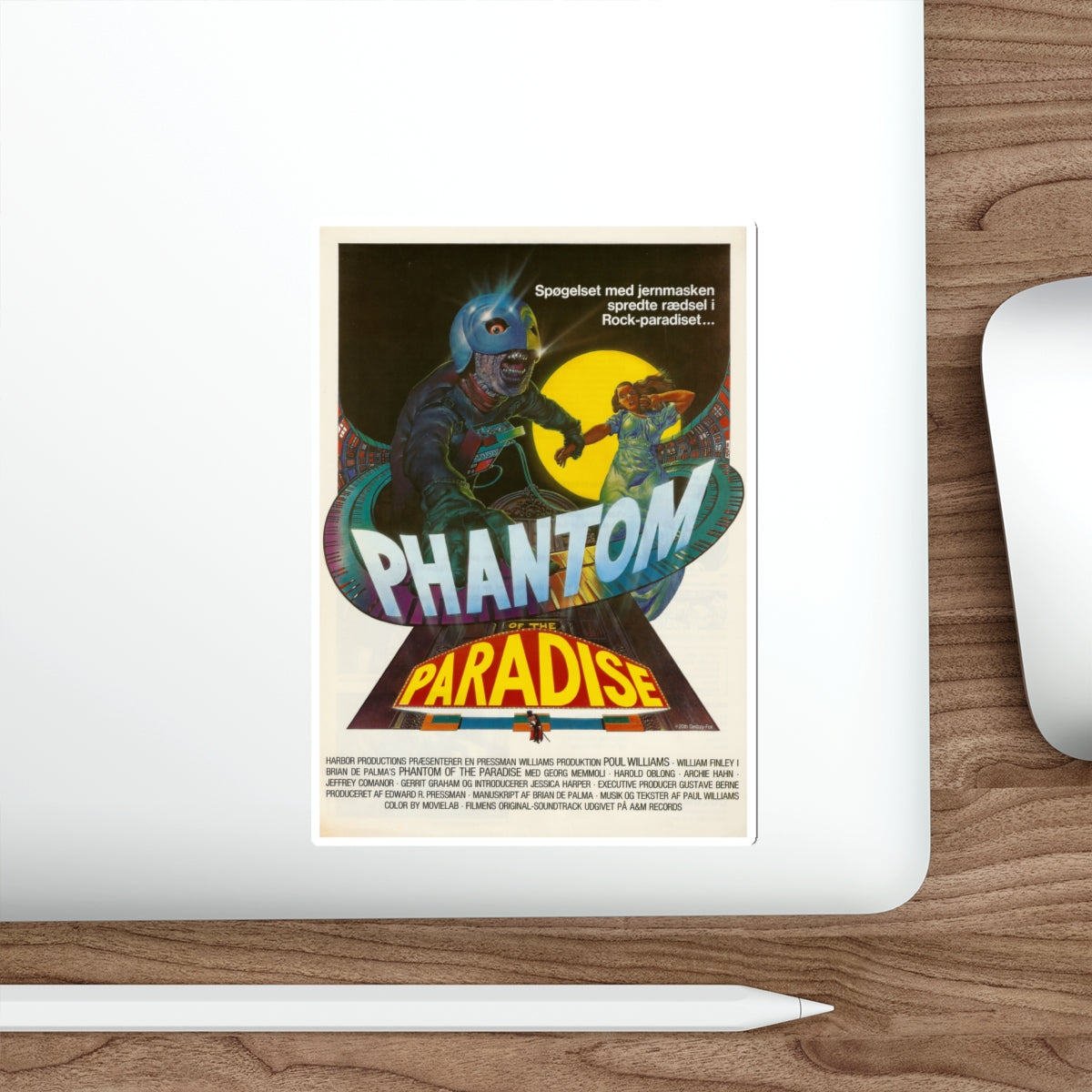 PHANTOM OF THE PARADISE (DANISH) 1974 Movie Poster STICKER Vinyl Die-Cut Decal-The Sticker Space