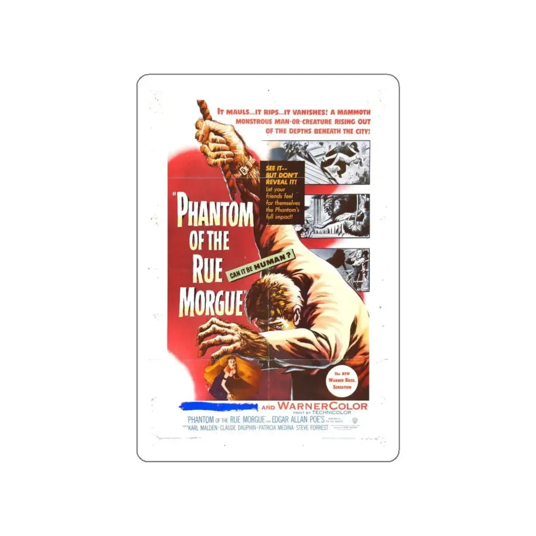 PHANTOM OF THE RUE MORGUE 1954 Movie Poster STICKER Vinyl Die-Cut Decal 5 Inch - The Sticker Space
