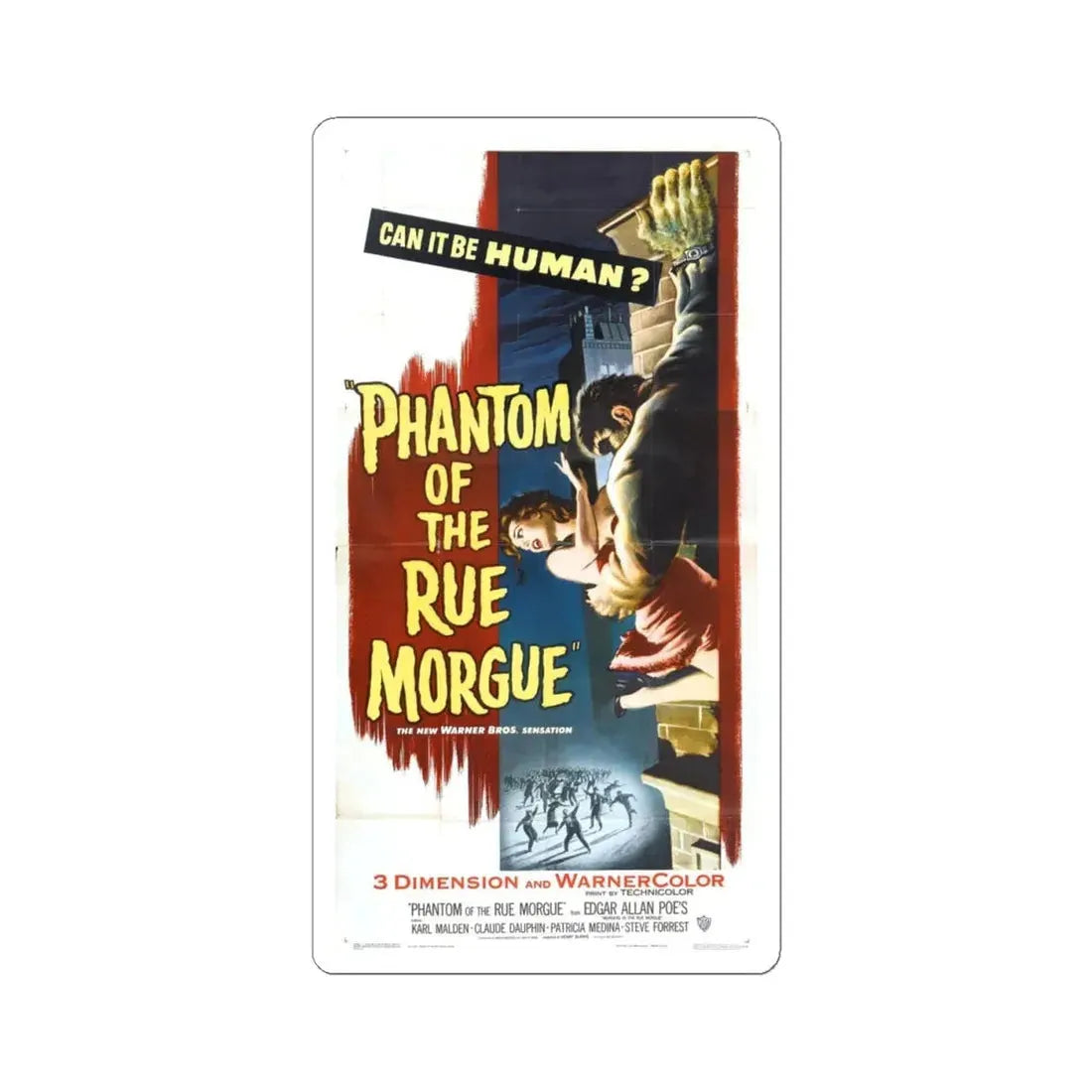 PHANTOM OF THE RUE MORGUE (4) 1954 Movie Poster - STICKER Vinyl Kiss-Cut Decal 4 Inch White - The Sticker Space