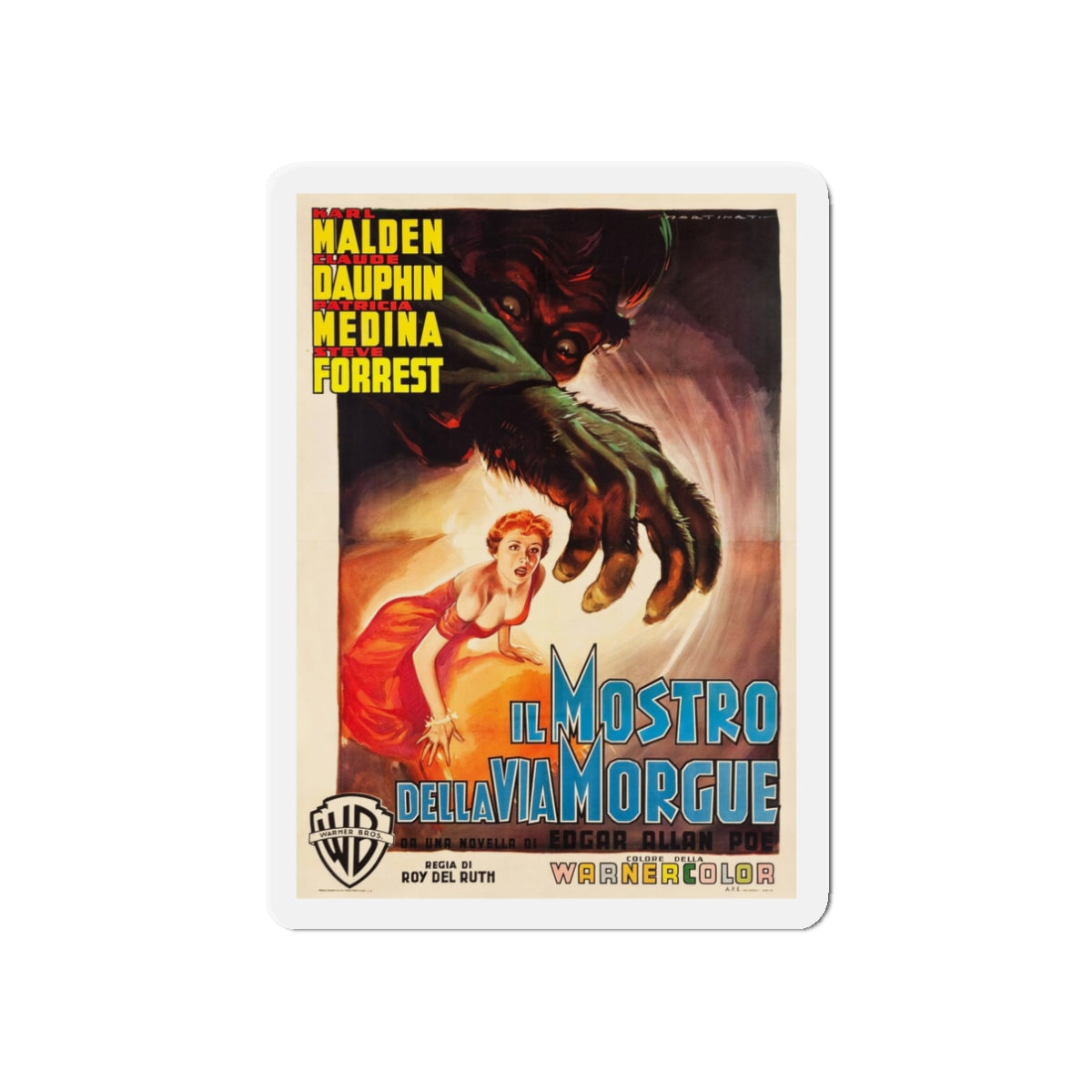 PHANTOM OF THE RUE MORGUE (ITALIAN) 1954 Movie Poster - Refrigerator Magnet-3" x 3"-The Sticker Space