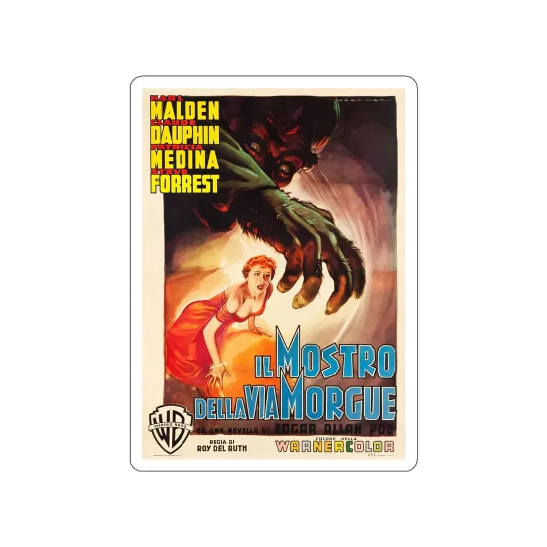 PHANTOM OF THE RUE MORGUE (ITALIAN) 1954 Movie Poster STICKER Vinyl Die-Cut Decal 3 Inch - The Sticker Space