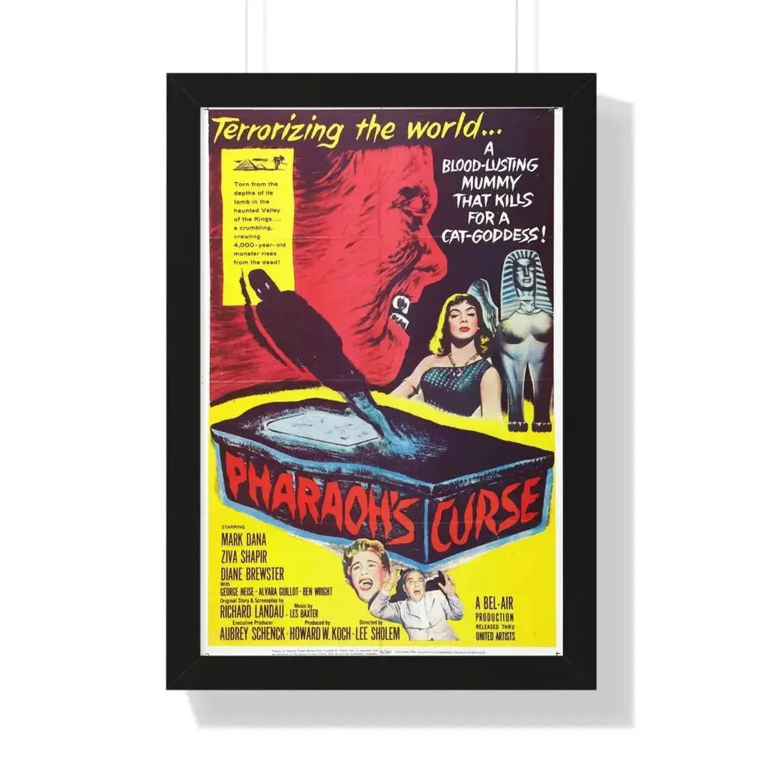 PHARAOH'S CURSE 1957 - Framed Movie Poster 16″ x 24″ Black - The Sticker Space