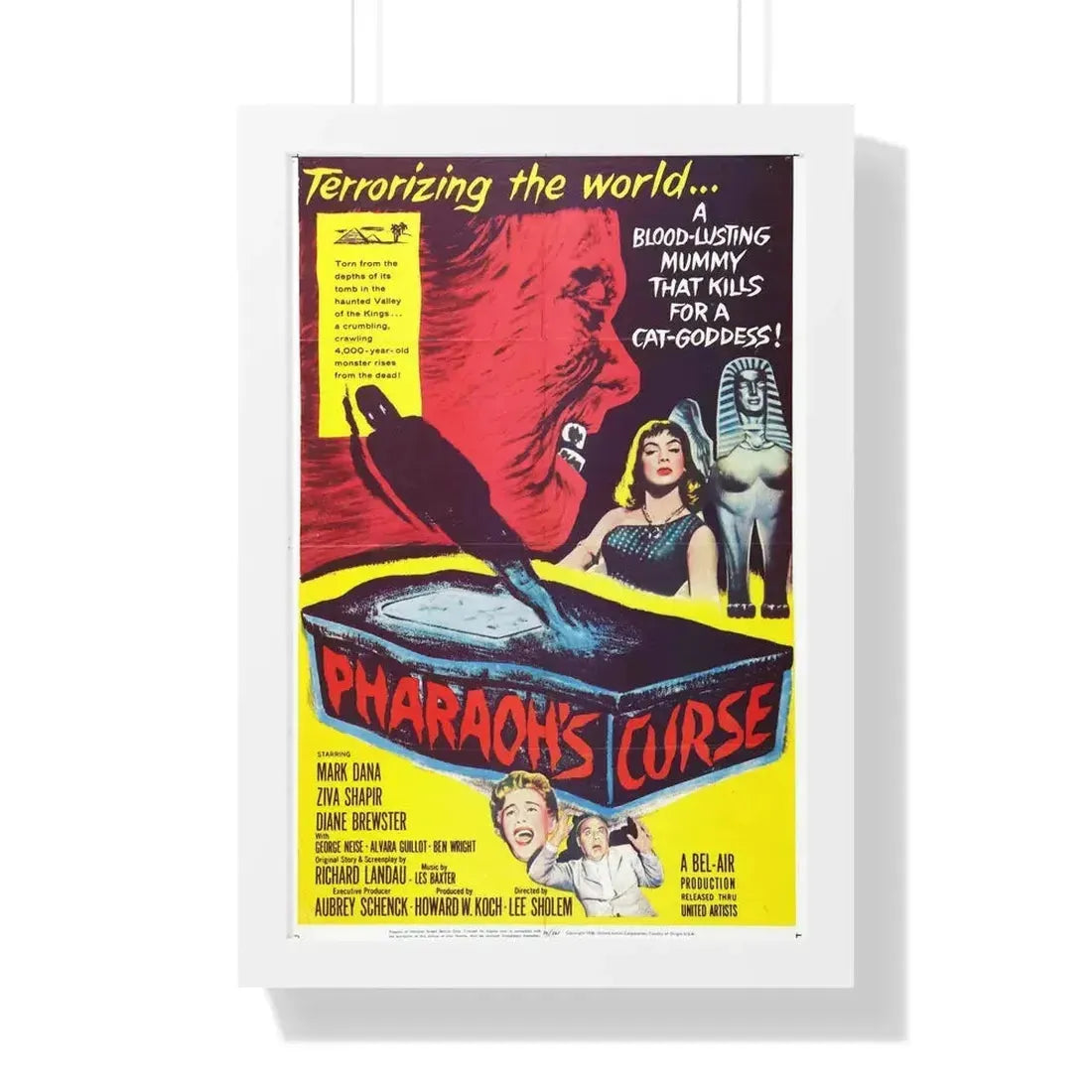 PHARAOH'S CURSE 1957 - Framed Movie Poster 16″ x 24″ White - The Sticker Space