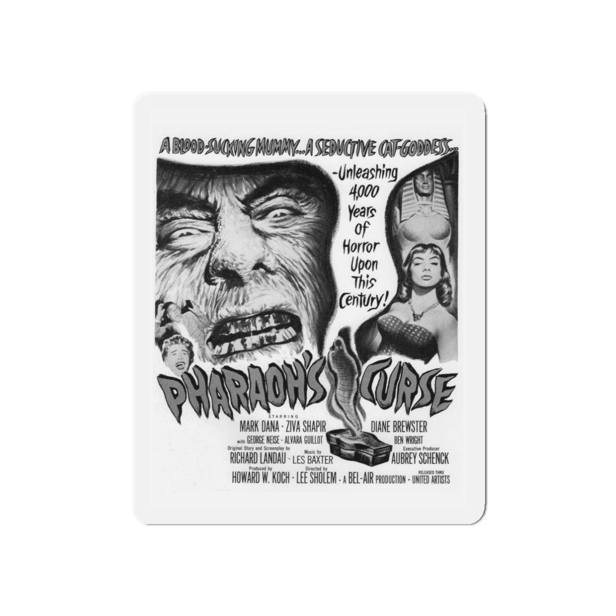 PHARAOH'S CURSE (2) 1957 Movie Poster - Refrigerator Magnet-3" x 3"-The Sticker Space