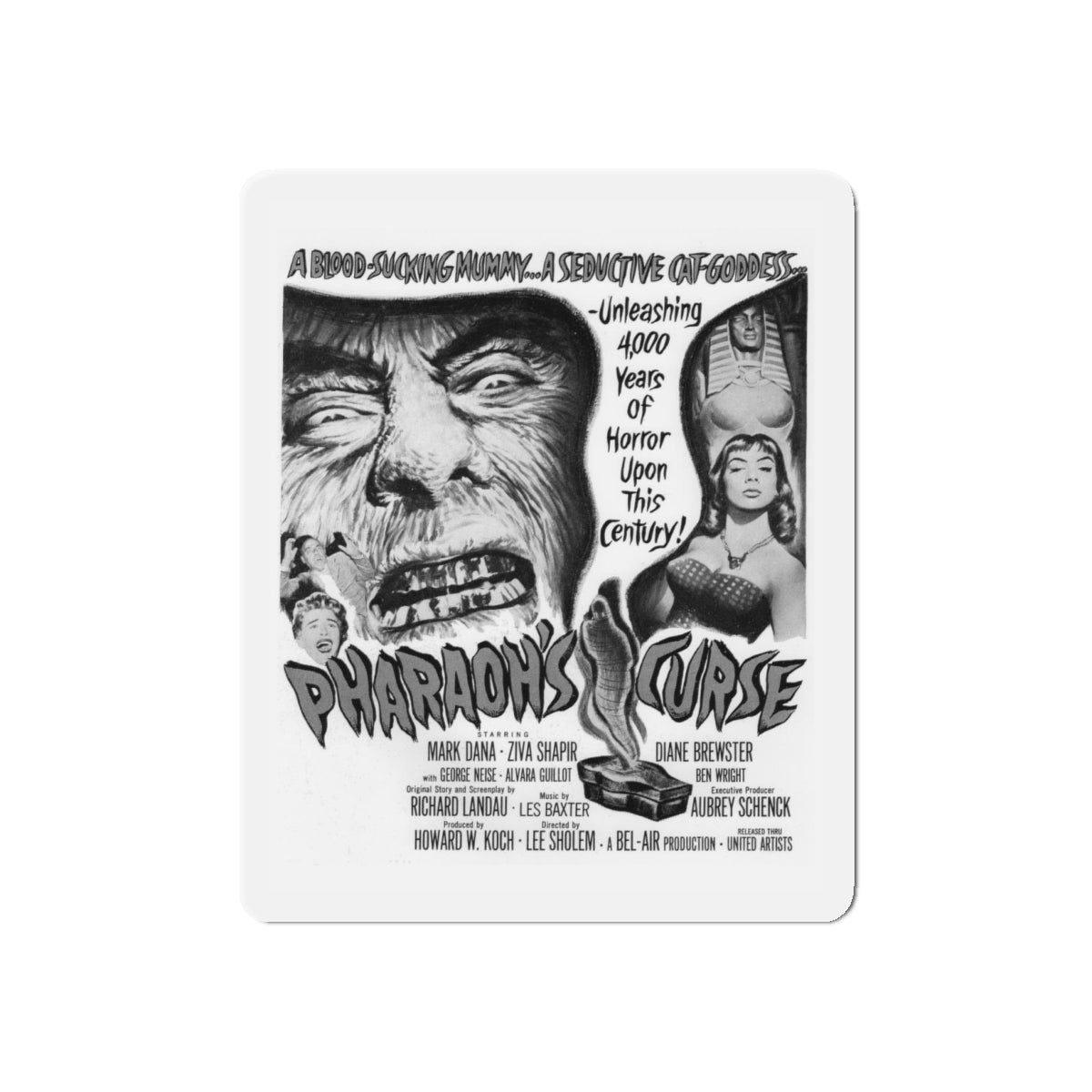 PHARAOH'S CURSE (2) 1957 Movie Poster - Refrigerator Magnet-4" x 4"-The Sticker Space