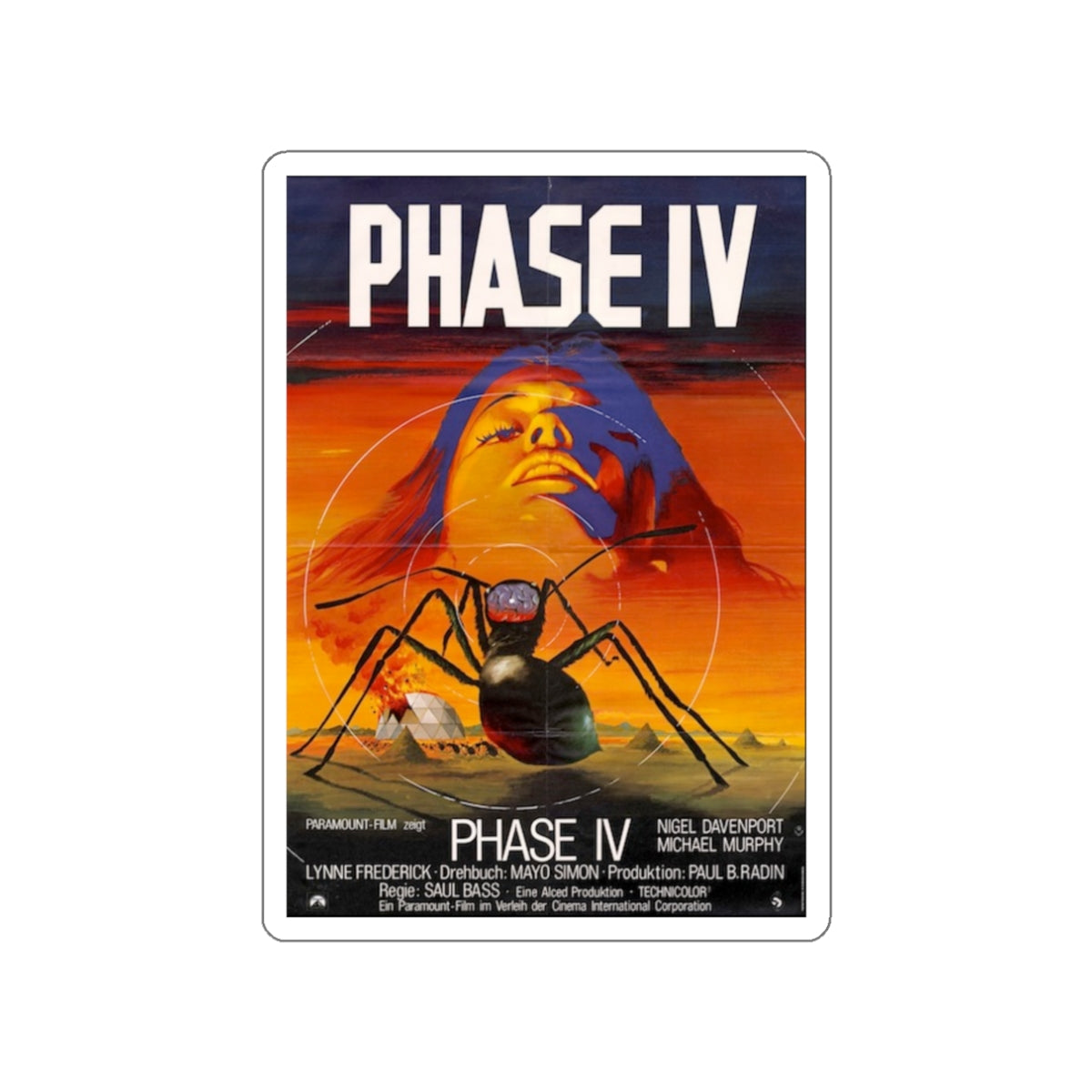 PHASE IV (GERMAN) 1974 Movie Poster STICKER Vinyl Die-Cut Decal-White-The Sticker Space