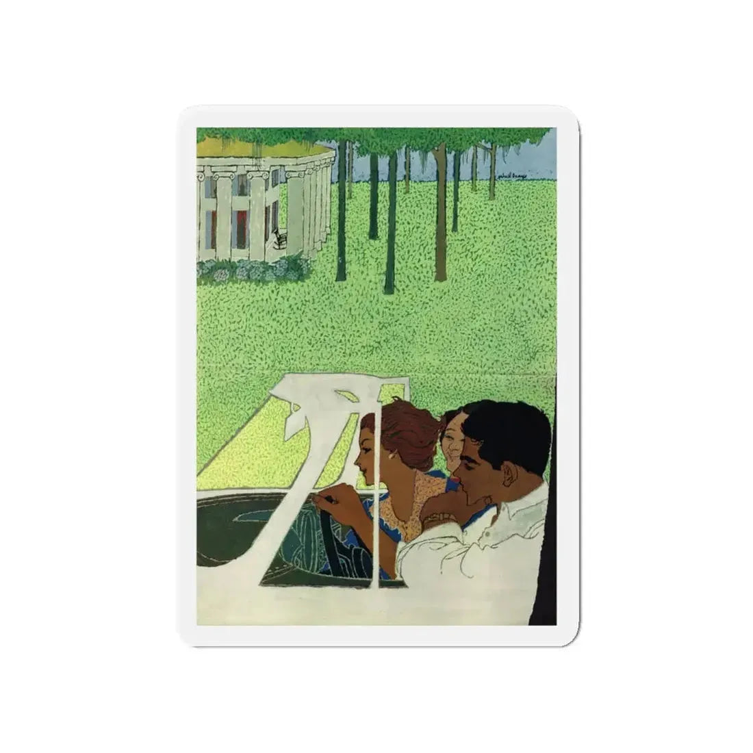 Phil Hays illustration, publication unknown, c. late 1950s (Magazine Illustration) Refrigerator Magnet 4 Inch Die-Cut - The Sticker Space