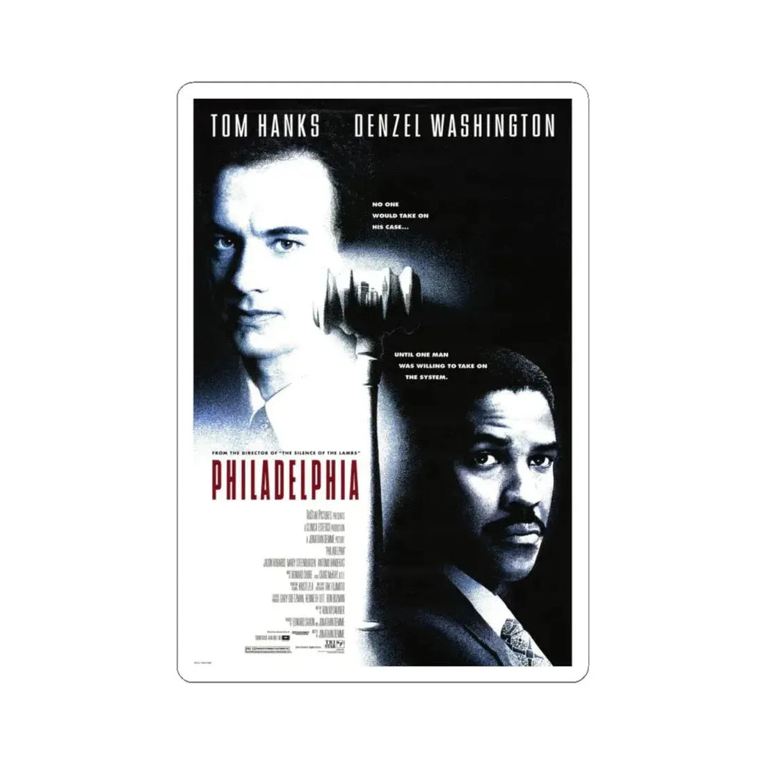 Philadelphia 1993 Movie Poster - STICKER Vinyl Kiss-Cut Decal 4 Inch White - The Sticker Space