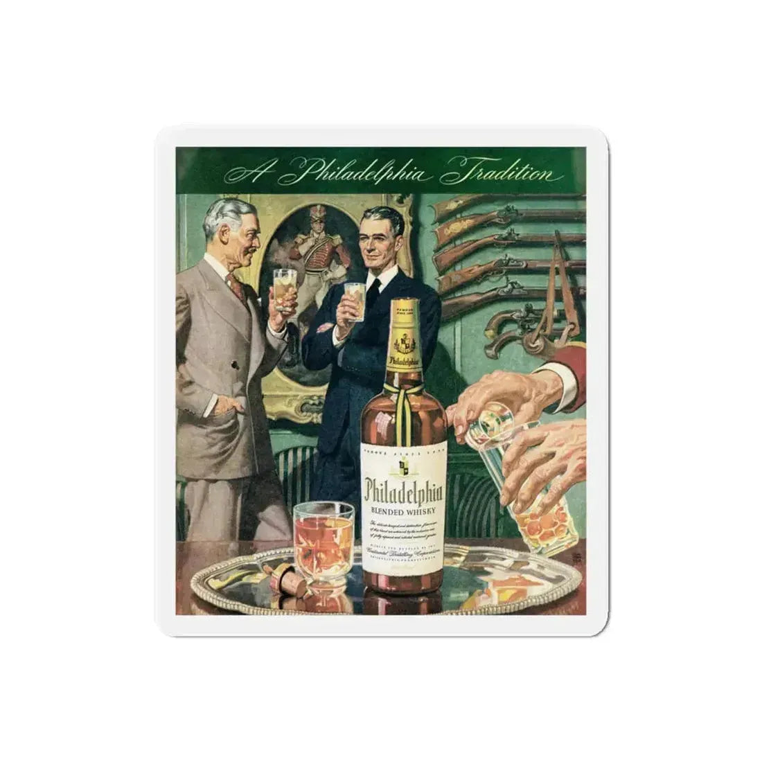 Philadelphia Whisky adv, Liberty, September 18, 1943 (Magazine Illustration) Refrigerator Magnet 6 Inch Die-Cut - The Sticker Space