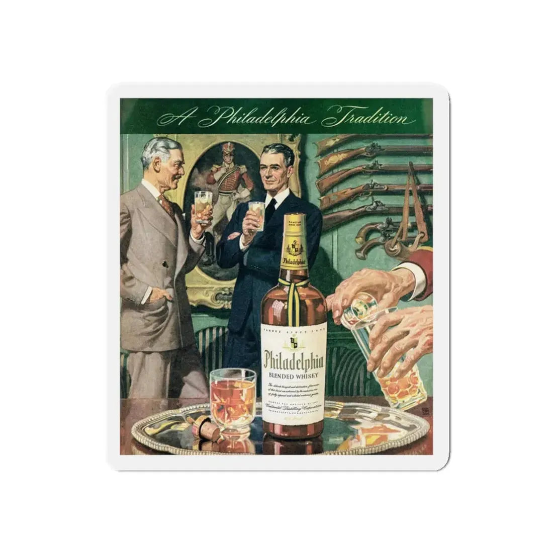 Philadelphia Whisky adv, Liberty, September 18, 1943 (Magazine Illustration) Refrigerator Magnet - The Sticker Space