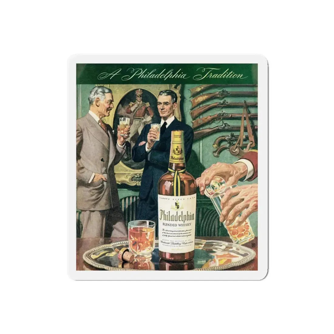 Philadelphia Whisky adv, Liberty, September 18, 1943 (Magazine Illustration) Refrigerator Magnet - The Sticker Space