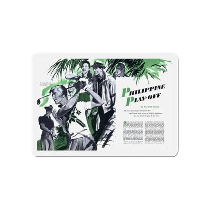 Philippine Play-Off, The American Magazine, June 1952 (Magazine Illustration) Refrigerator Magnet 3 Inch Die-Cut - The Sticker Space