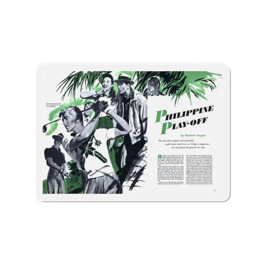 Philippine Play-Off, The American Magazine, June 1952 (Magazine Illustration) Refrigerator Magnet - The Sticker Space