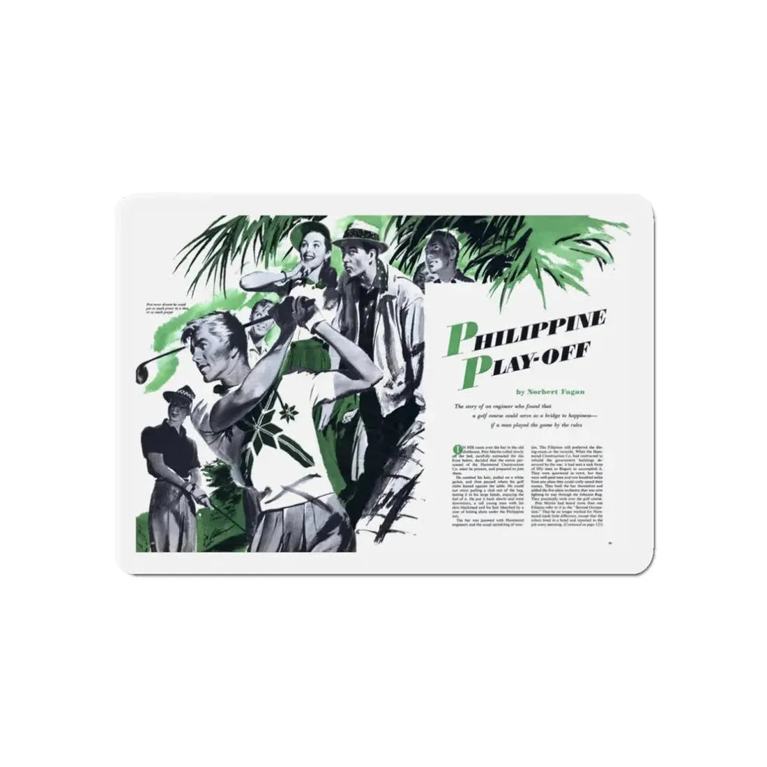 Philippine Play-Off, The American Magazine, June 1952 (Magazine Illustration) Refrigerator Magnet - The Sticker Space