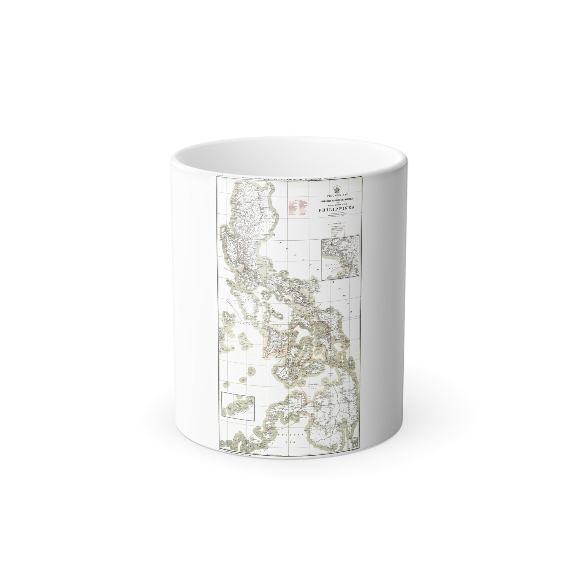 Philippines, The 1 & 2 (1902) (Map) Color Changing Mug 11oz-11oz-The Sticker Space