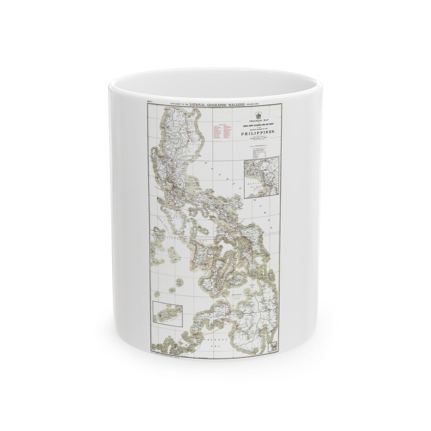 Philippines, The 1 & 2 (1902) (Map) White Coffee Mug-11oz-The Sticker Space