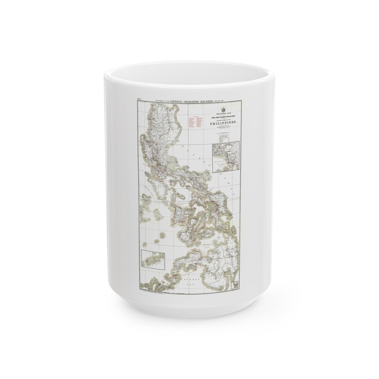 Philippines, The 1 & 2 (1902) (Map) White Coffee Mug-15oz-The Sticker Space