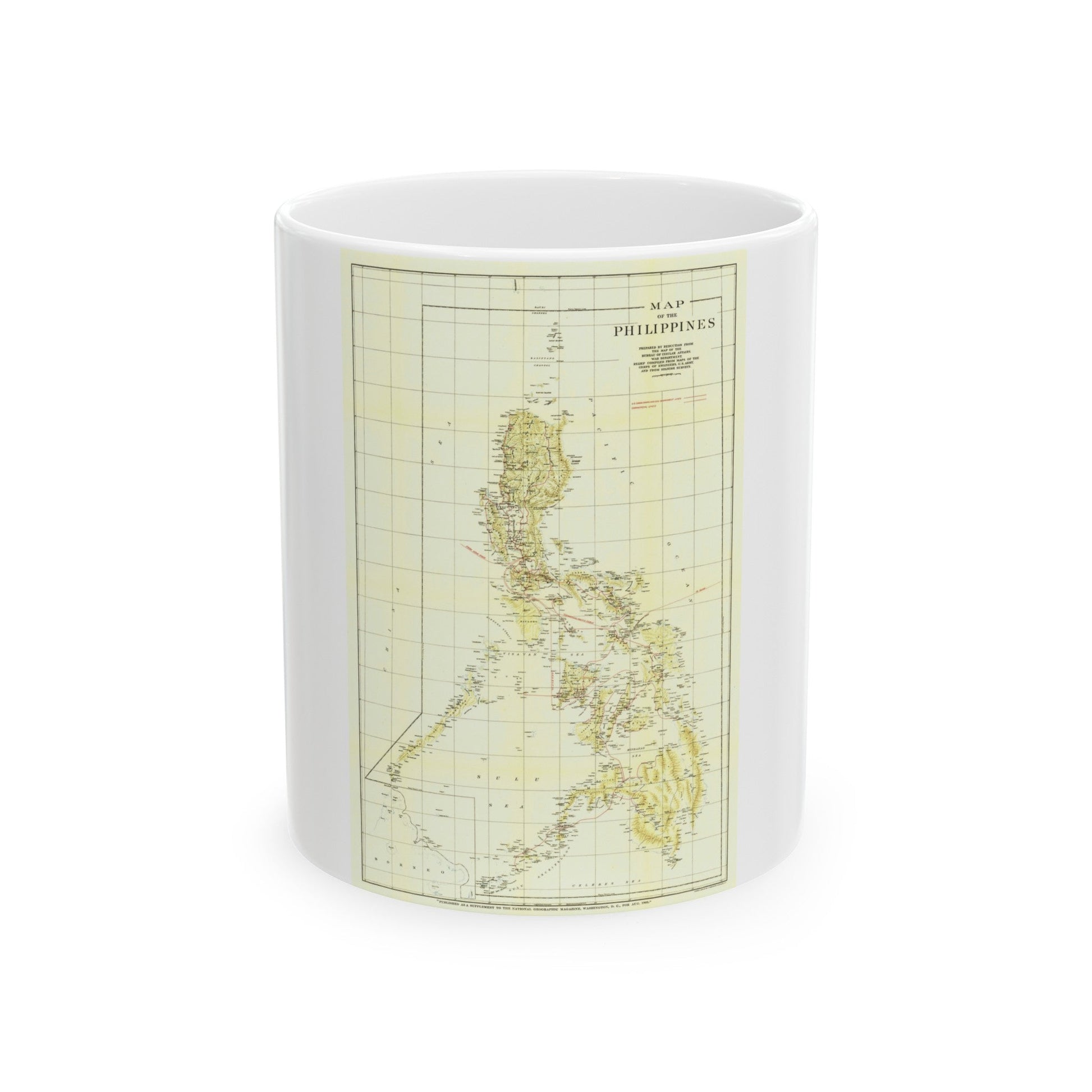 Philippines, The (1905) (Map) White Coffee Mug-11oz-The Sticker Space