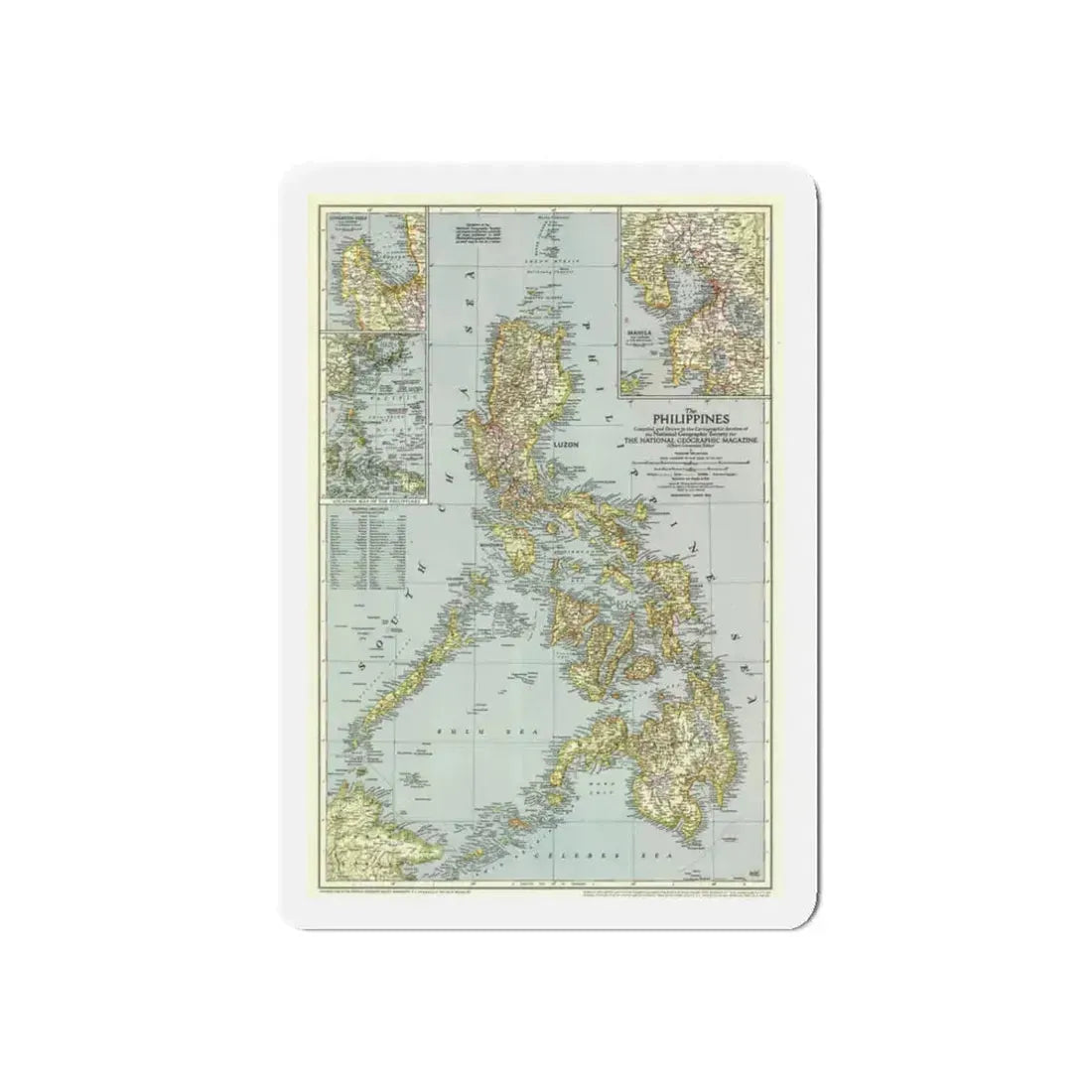 Philippines, The (1945) (Map) Refrigerator Magnet 3 Inch Die-Cut - The Sticker Space
