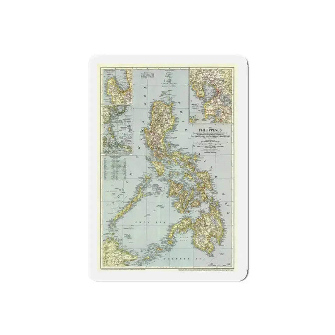 Philippines, The (1945) (Map) Refrigerator Magnet 5 Inch Die-Cut - The Sticker Space
