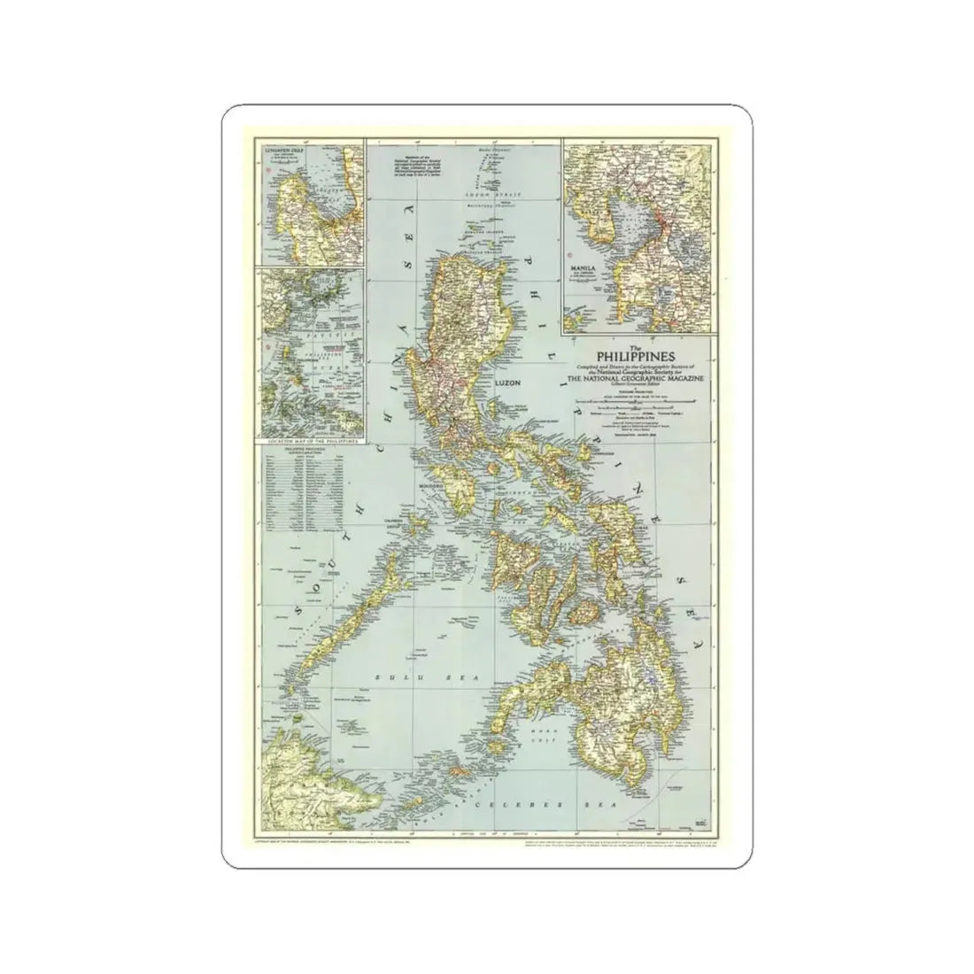Philippines, The (1945) (Map) STICKER Vinyl Kiss-Cut Decal 4 Inch White - The Sticker Space
