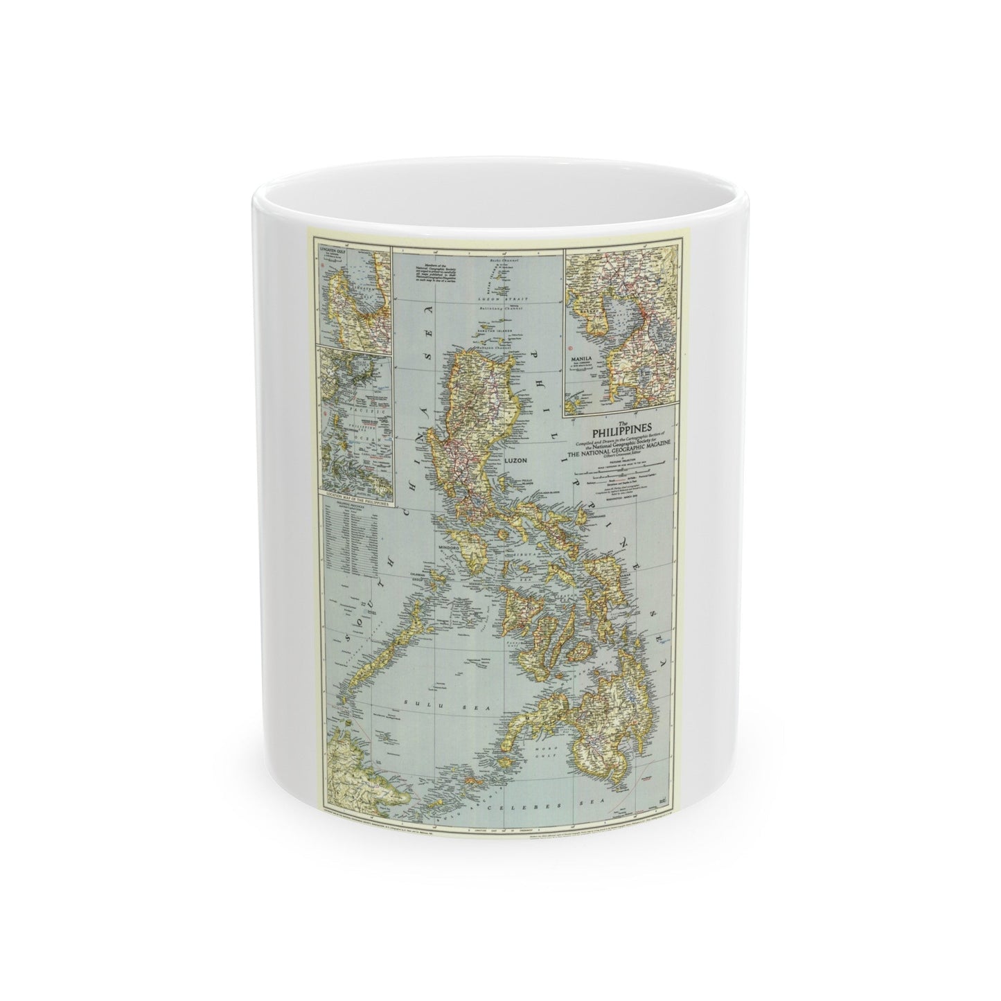 Philippines, The (1945) (Map) White Coffee Mug-11oz-The Sticker Space