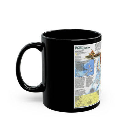 Philippines - The History of the (1986) (Map) Black Coffee Mug-The Sticker Space