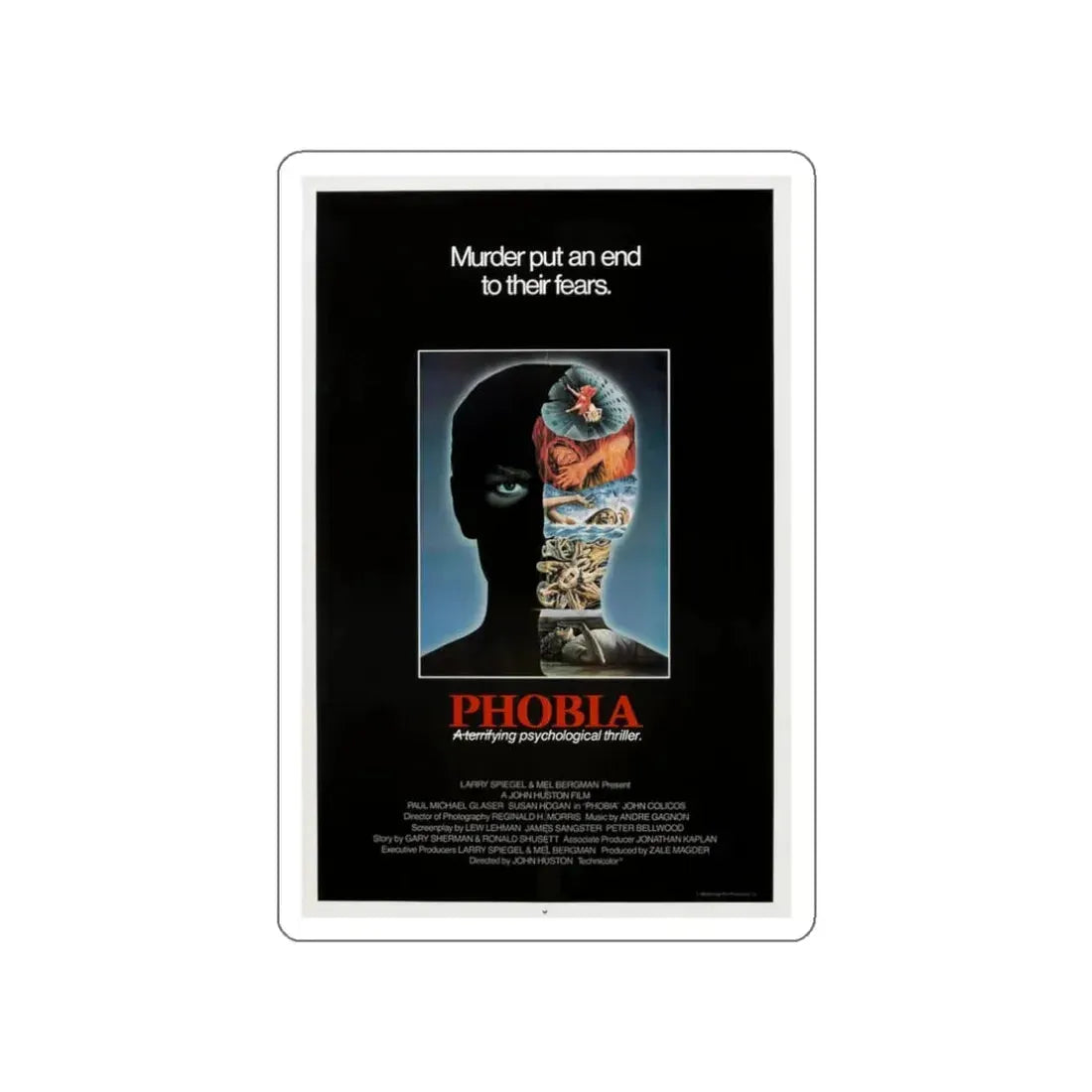 PHOBIA 1980 Movie Poster STICKER Vinyl Die-Cut Decal - The Sticker Space
