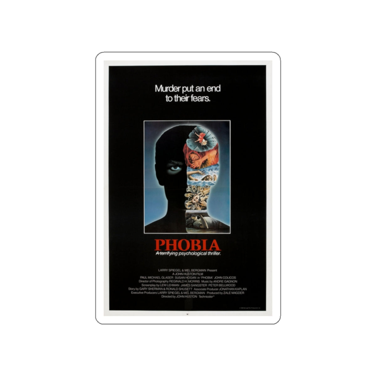 PHOBIA 1980 Movie Poster STICKER Vinyl Die-Cut Decal-White-The Sticker Space