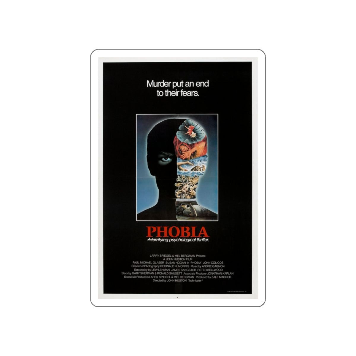 PHOBIA 1980 Movie Poster STICKER Vinyl Die-Cut Decal-White-The Sticker Space