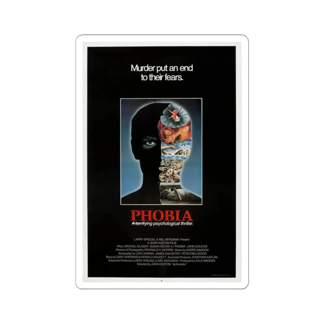 PHOBIA 1980 Movie Poster - STICKER Vinyl Kiss-Cut Decal 6 Inch White - The Sticker Space