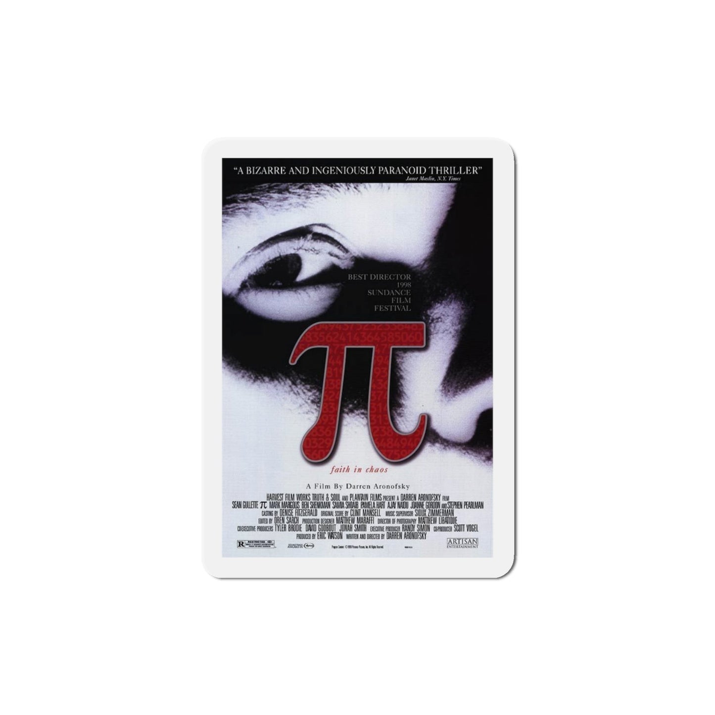 Pi 1998 Movie Poster Die-Cut Magnet-4" x 4"-The Sticker Space