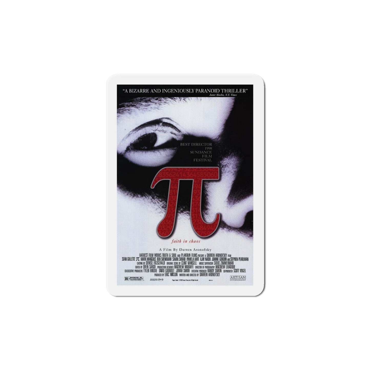 Pi 1998 Movie Poster Die-Cut Magnet-6 Inch-The Sticker Space