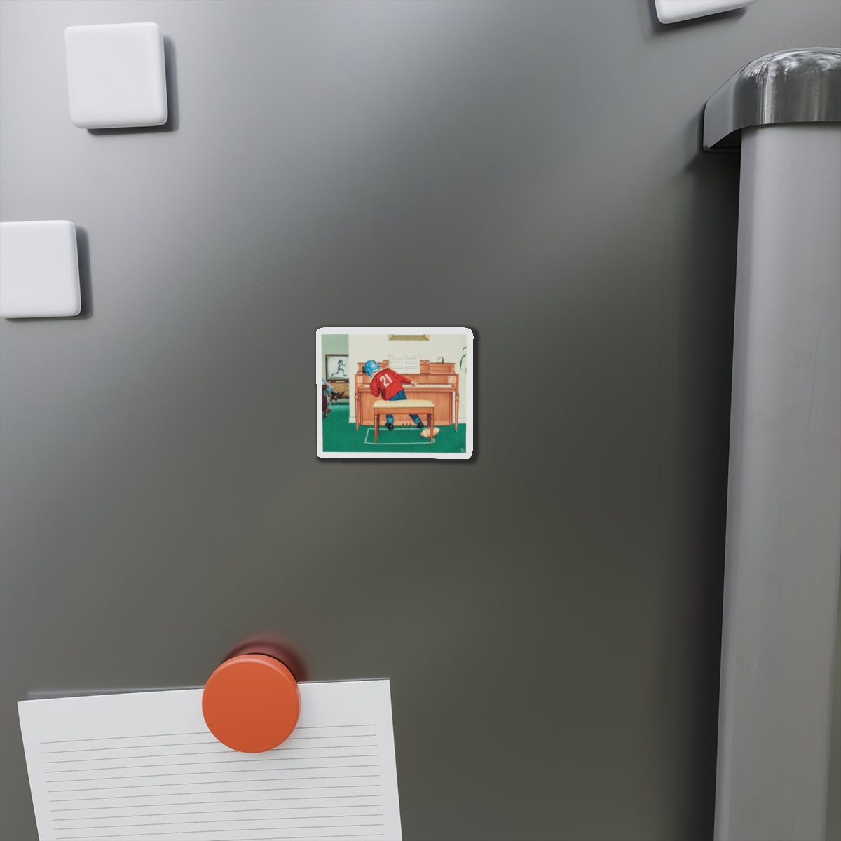 Piano Practice (Magazine Illustration) Refrigerator Magnet-The Sticker Space